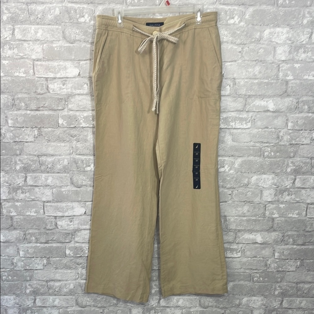 Nautica Tan Wide Leg Pants with Relaxed Fit